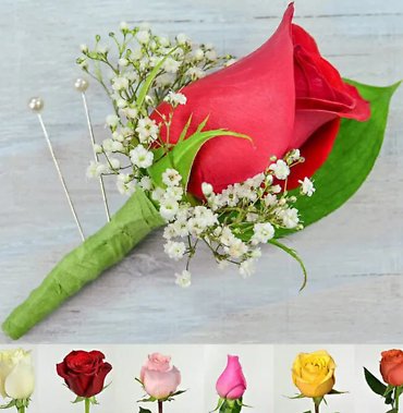 A Single Rose Boutonniere (choose color)