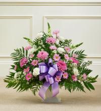 Tribute Lavender & White Floor Basket Arrangement