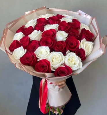 Red and White Rose Bouquet
