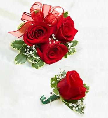 Red Rose Corsage &amp; Boutonniere