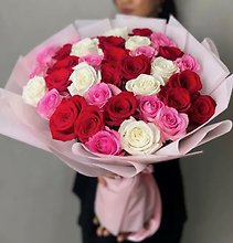 Pink, Red, and White Rose Bouquet
