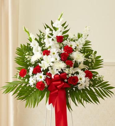 Heartfelt Sympathies Red &amp; White Standing Basket